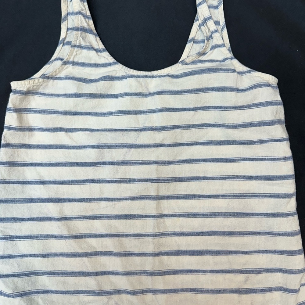 Madewell Cream and Blue Striped Tank Top XXS